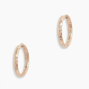 NEW Kate Spade Elegant Edge Huggies Hoop Earrings in Clear/Rose Gold